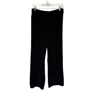 True Lounge Pants Women Medium Black Good Knit Wide Leg Drawstring Cozy